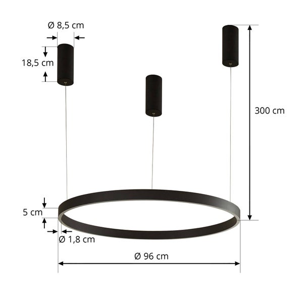 Arcchio LED Answin (Modern) in Schwarz aus Metall (1 flammig, ) Wohnzimmerleuchte