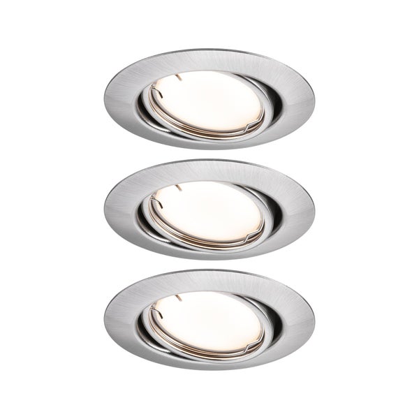 LED Einbauleuchte Smart Home Zigbee 3.0 Base Coin Basisset schwenkbar rund 90mm 20° Coin 3x4,9W 3x430lm 230V dimmbar 3000K Eisen gebürstet