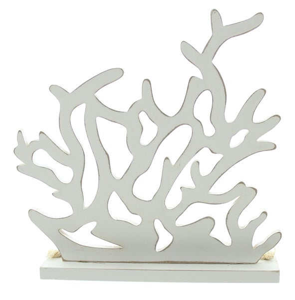 FRANK FLECHTWAREN | Holzdeko Koralle, 25,5 x 5 x 25 cm, HOLZ, MDF, MUSCHELN,