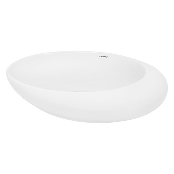 ECD Germany Waschbecken Waschtisch 585 x 375 x 145 mm aus Keramik Oval Weiß - Aufsatzbecken Aufsatzwaschbecken Handwaschbecken Aufsatzwaschtisch Spülbecken Becken Wasserfall Waschschale Waschschüssel