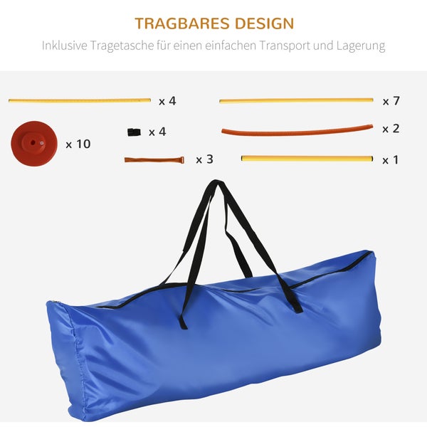PawHut Agility-Ausrüstung, L128 x B23 x H100 cm, ABS,PE,Polyester, Gelb
