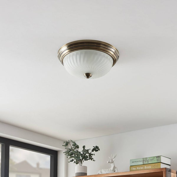 Lindby Deckenlampe Pakka (Retro, Vintage Antik) in Bronze (2 flammig E27) - Deckenleuchte Lampe Wohnzimmerleuchte