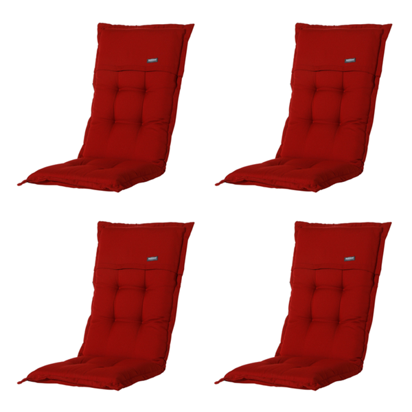 Hochlehnerauflage Rib rot - Ca. 123x50 cm - 4er-Set