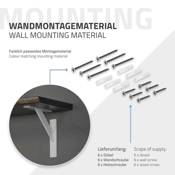 ML-Design 2 Stück Regalhalterung 180x180 mm, Weiß, Aluminium, Schwebende Regalhalterungen, Regalwinkel, Wandhalterung für Regalbrett, Regalträger für Wandmontage, Wandregal Wandkonsole Regalstütze