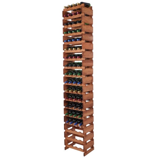 Weinregal VINOTECA FLEX PRO HxBxT 247x46x28cm 72 Flaschen auf 18 Ebenen Massives Kiefernholz Braun geölt