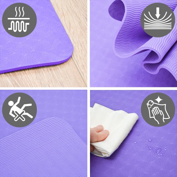 200x116 XXL Fitnessmatte - Rutschfest - 6mm Extra Breite Yogamatte Violett