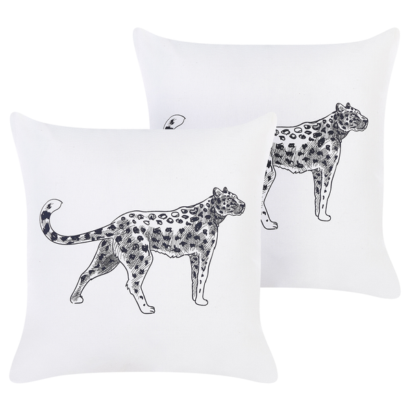 Dekokissen 2er Set MARULA Baumwolle 45 x 45 cm Weiß Tiermuster