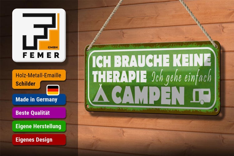 Blechschild Spruch 27x10cm Camping ich gehe einfach campen Dekoration