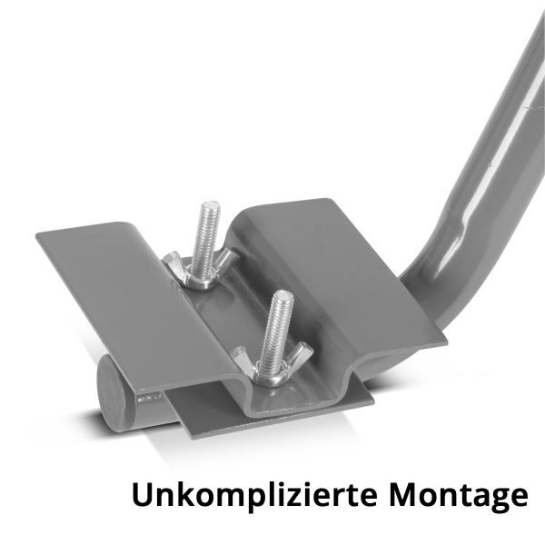 Metallhalterung mit zwei Flügelschrauben für eine einfache Montage.