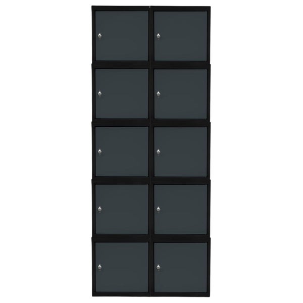 PROREGAL Mega Deal | 10x Schließfachwürfel Blocky mit Drehriegelschloss für Vorhängeschloss | HxBxT 40x40x40cm | Anthrazit/Anthrazitgrau | Tresor