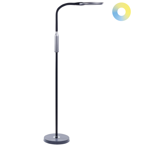 Stehleuchte mit flexiblem Hals und kreisförmigem Leuchtenkopf