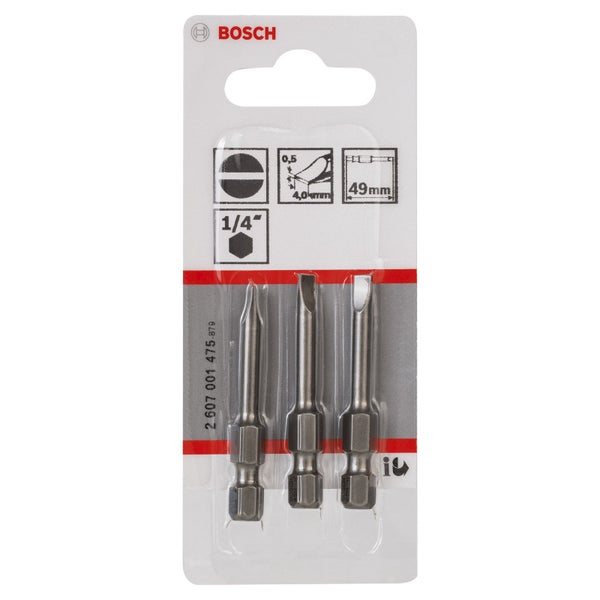Bosch 3x Schrauberbit Extra-Hart, S 0,5 x 4,0, 49 mm - 2607001475