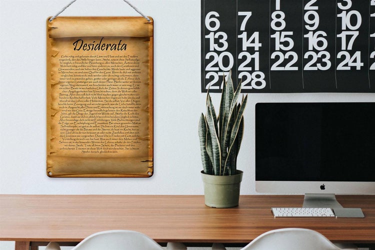 Blechschild Spruch 20x30cm Desiderata Gedicht Max Ehrmann