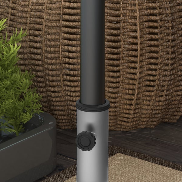 Outsunny Sonnenschirmständer aus Granit 28kg Sonnenschirmfuß mit zwei Drehknöpfen am Standfuß für Mastdurchmesser Ø 32/38/48 mm, Schirmständer mit Rollen für Garten, Balkon, Granit, Grau