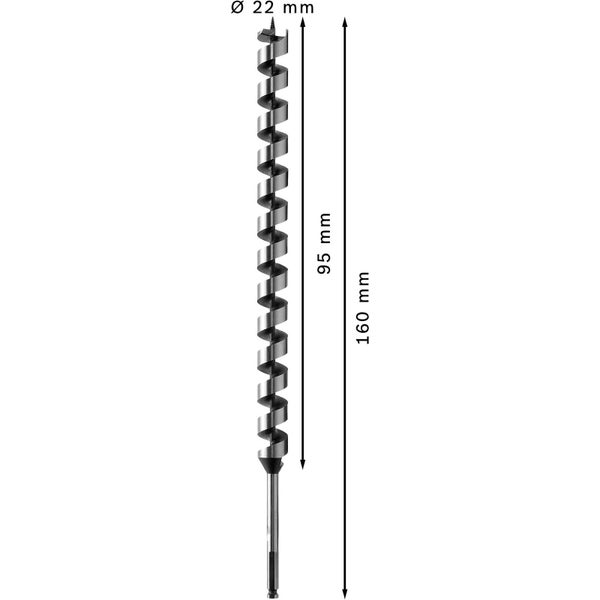 Holzspiralbohrer, Durchmesser 22 mm, Länge 160 mm