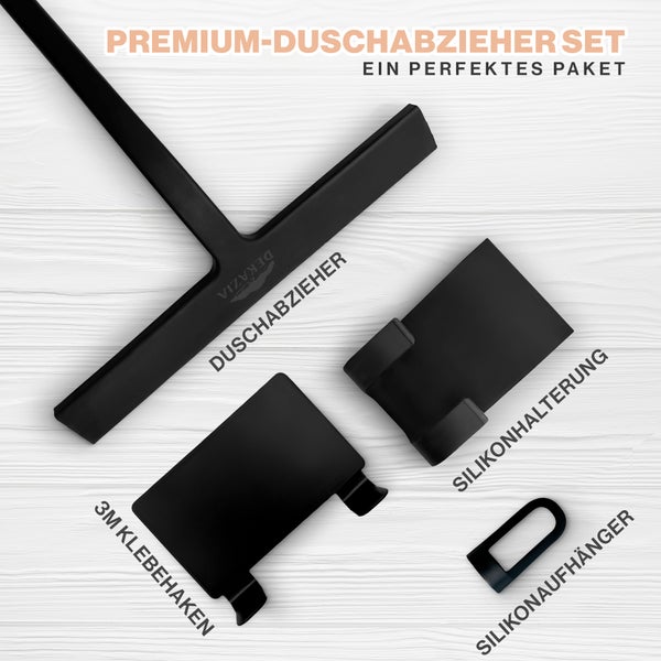 DEKAZIA® Duschabzieher schwarz | Abzieher Dusche Duschabzieher Silikon Duschabzieher mit Halterung Duschwand Abzieher Duschkabinenabzieher Flitsche Dusche Wasserabzieher Dusche Squeegee Duschwischer