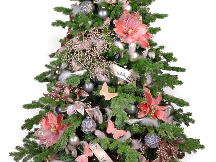 Geschmückter künstlicher weihnachtsbaum mit 89 Stk Kugeln NOBLESA 180 cm mit Metallständer