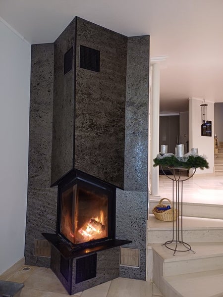 Steinfurnier Wandverkleidung aus Naturstein Schieferfurnier silber grau 244 x 122 cm ModernStone