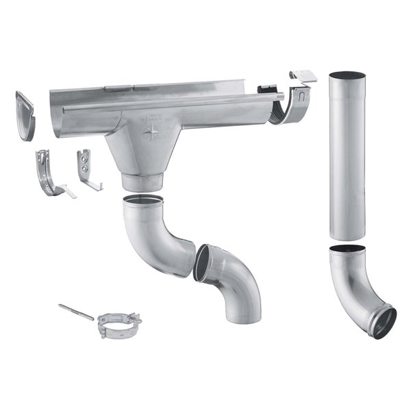 Dachrinnen-Set mit Rohren, Halterungen und Zubehör für die Dachentwässerung