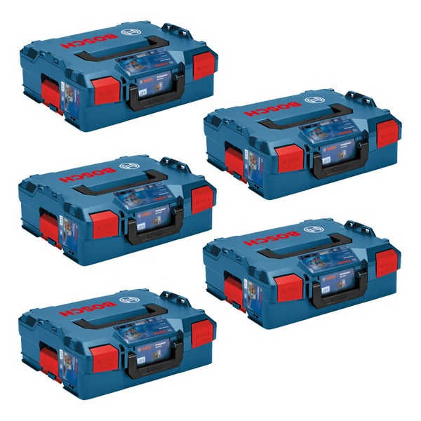 Fünf blaue Bosch L-Boxxen für Werkzeug