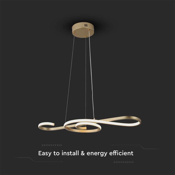 Moderne LED-Hängeleuchte mit geschwungenem Design und Deckenhalterung