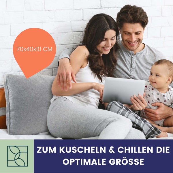 DYNMC you Modernes Sofakissen 40x70 mit weichem Oeko-TEX-Baumwoll-Bezug - Bequemes Dekokissen mit mittelharter Füllung - Perfekt als dekoratives Rückenkissen - Premium Couchkissen groß by Grau