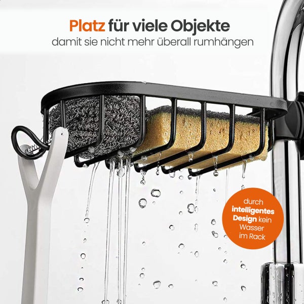 Goliving Duschregal hängend - Duschregal - Kein Bohren - Küchenregal - Spülbeckenorganisator - Badezimmerzubehör - 19,5 cm - 2er Set - Schwarz