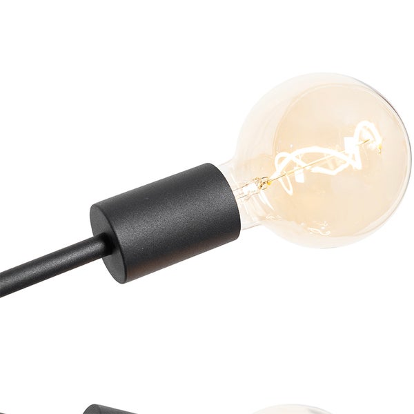 Nahaufnahme einer Glühbirne mit schwarzer Fassung