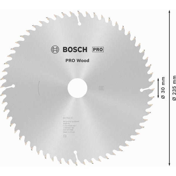 Bosch PRO Wood Kreissägeblatt 235 x 2,8 x 30 mm - 2608641192