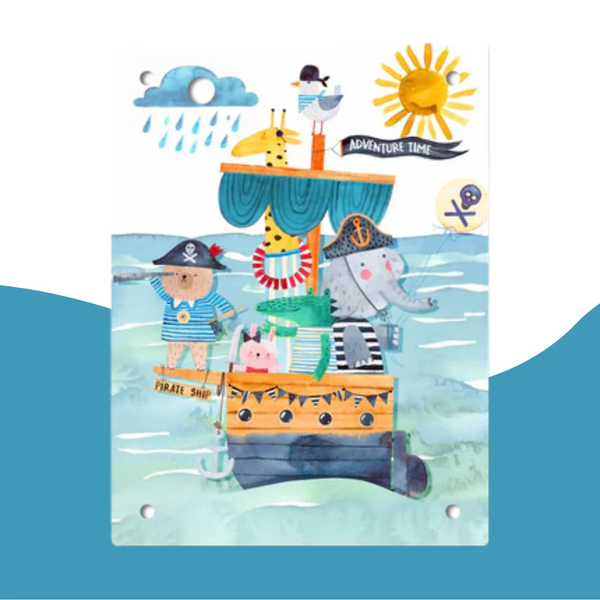 Wandbild mit Tiermotiv als Piratenschiff für Kinderzimmer