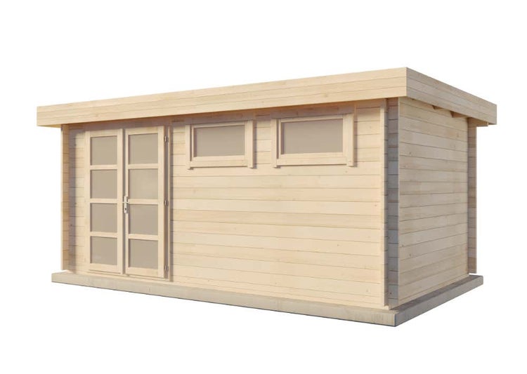 Alpholz Gartenhaus Kyara-44 ISO Gartenhaus aus Holz, Holzhaus mit 44 mm Wandstärke, Blockbohlenhaus mit Montagematerial, Naturbelassen 5x3m
