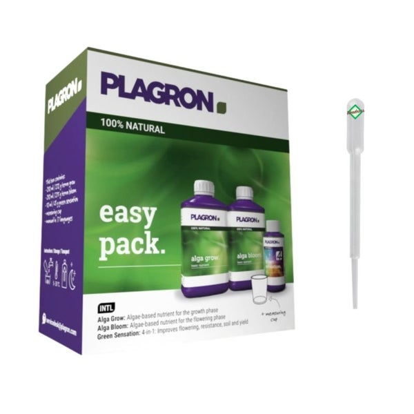 Plagron Easy Pack Natural – 3-teiliges Bio-Düngerset für kräftiges Wachstum & Blüte | Für Orchideen, Bonsai, Gemüse & mehr, inklusive Pipette & Messbecher
