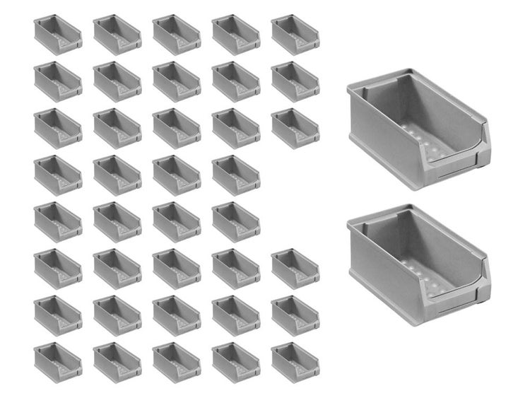 PROREGAL SuperSparSet 40x Graue Sichtlagerbox 2.0 HxBxT 7,5 x 10 x 17,5 cm 0,8 Liter Sichtlagerbehälter