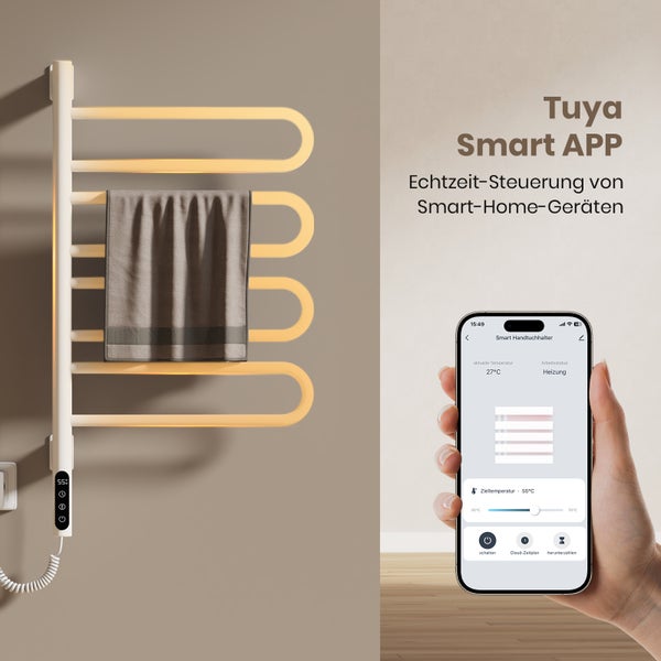 EMKE Elektrischer Handtuchtrockner – 170 W, 180° drehbar, LED-Display, Intelligente Steuerung mit Thermostat WiFi Google Home Alexa,  80x430mm