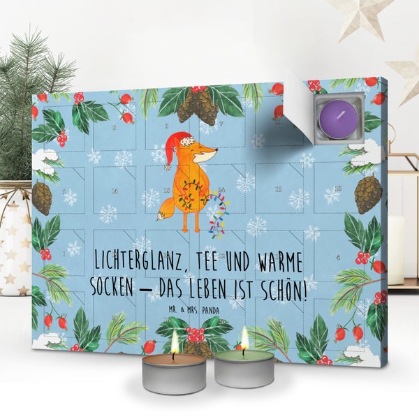 Mr. & Mrs. Panda Duftkerzen Adventskalender Fuchs Weihnachten - Blau Pastell