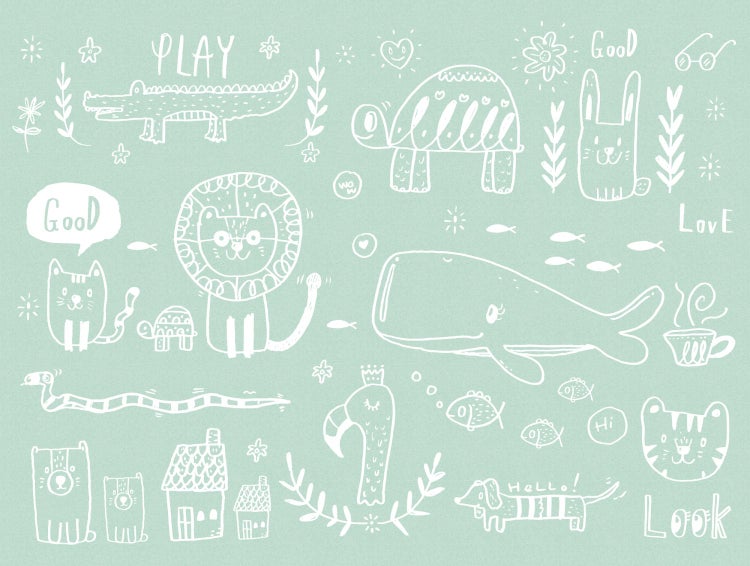 Illustration mit Tieren und positiven Botschaften für Kinder