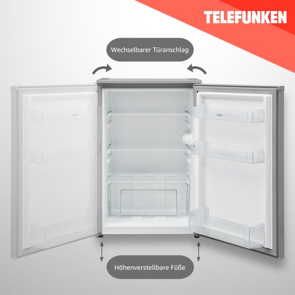 Telefunken Kühlschrank ohne Gefrierfach freistehend 135 Liter Kühlschrank klein mit Gemüsefach Standkühlschrank