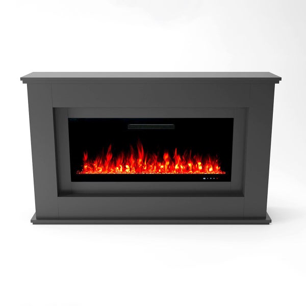 Glow Fire Elektrokamin 'Rhea' | LED Standkamin in grau mit Heizung (1500 W) | HxBxT:  97x158x33 cm