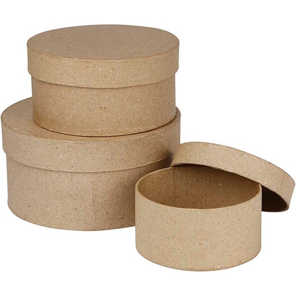 Creativ Company  Schachteln Rund, H 5+6,5+7,5 cm, D 10+13+16 cm, 3 Stk, 1 Set