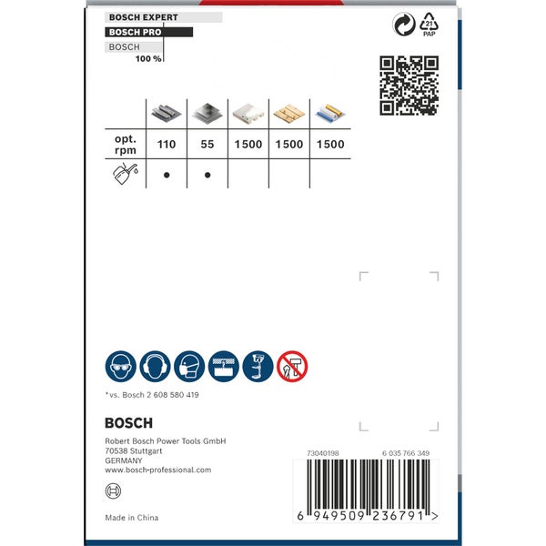 Bosch Expert Produktverpackung mit technischen Daten und Sicherheitshinweisen