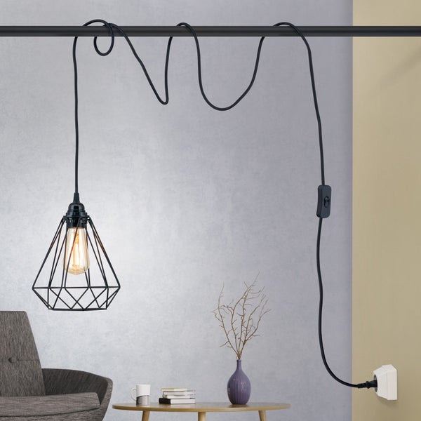Anschlusskabel 4 m mit Stecker & E27-Fassung – Textil, für DIY-Leuchten Schwarz