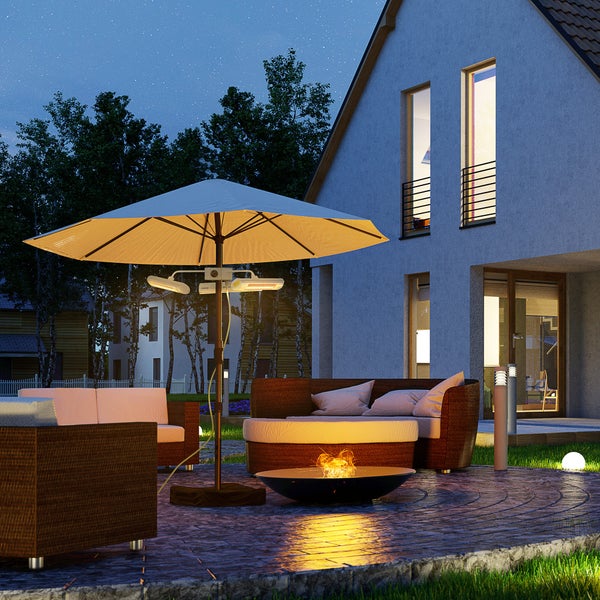 Outsunny Heizstrahler mit drei 1000 W Heizköpfen, CO2-Freie Energieeffiziente Heizung, 87 x 75 x 22 cm, Alu, Silber