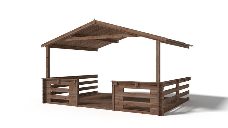 Veranda zum Gartenhaus 4x3 m - Farbe Braun - Imprägniert