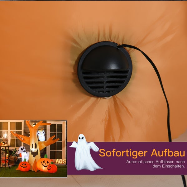 HOMCOM Halloween Aufblasbares Spukgespenst, 120/ 240 cm, Polyestergewebe, Weiß