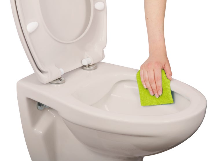 Calmwaters® Hänge WC spülrandlos in Pergamon, Wand-WC mit Abgang waagerecht, Tiefspül WC ohne Spülrand, Tiefspüler wandhängend, Wandtoilette aus Sanitärkeramik, 08AB6147