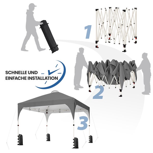 Anleitung für den Aufbau eines Pavillons in drei Schritten