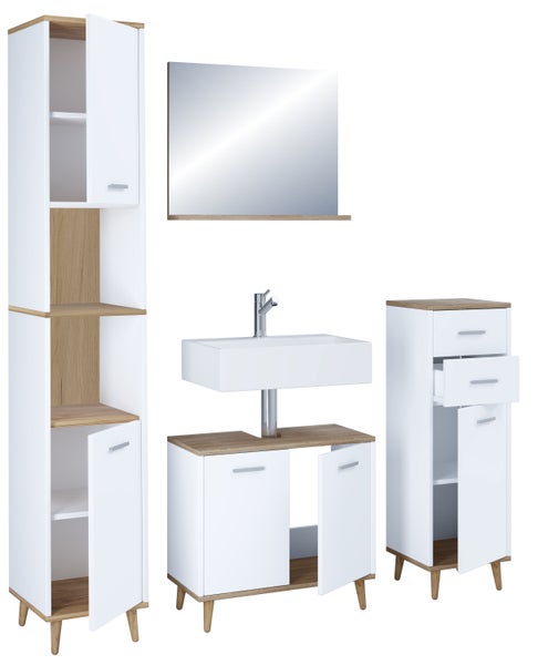 4-tlg. Komplett Badmöbel Badschrank Set Landos l