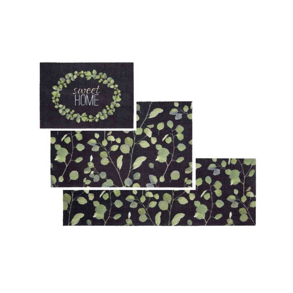Fußmatte mit Eukalyptusmuster und Schriftzug Sweet Home