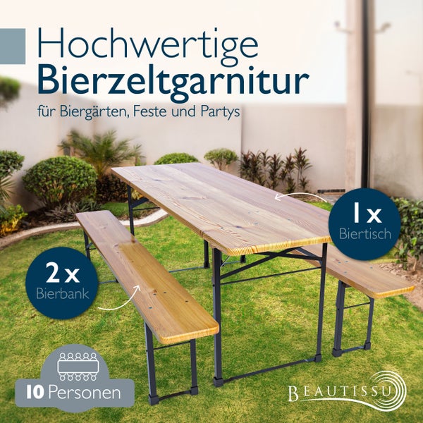 Beautissu BT22 Bierzeltgarnitur 220x70cm (3tlg)