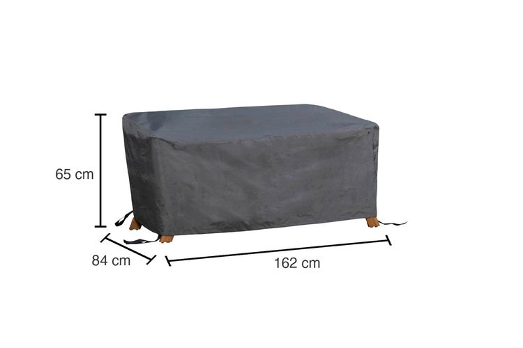 Rechteckige Gartentisch Abdeckung mit Maßen 162 cm mal 84 cm und 65 cm Höhe